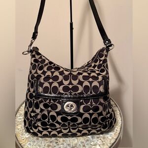 Coach Penelope Signature Canvas Shoulder Bag in Black/gray